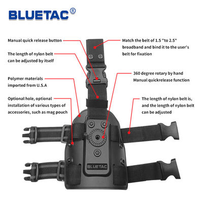 Polymer Gun Holster Outdoor Tactical 9mm Polymer OWB Leg Platform Gun Bag 360 Degree Rotation